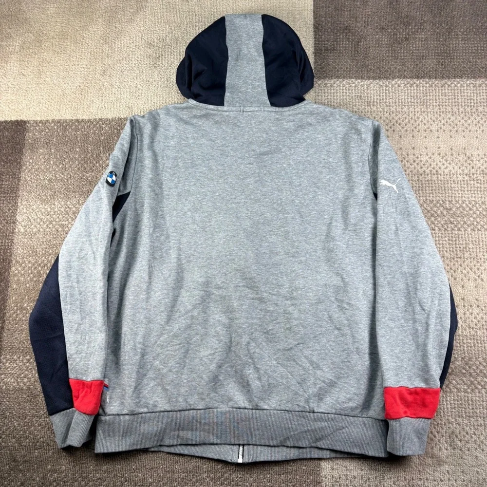 Puma BMW Motorsport Mens Full Zip Hoodie Gray Blue Red Style 761998 Size L